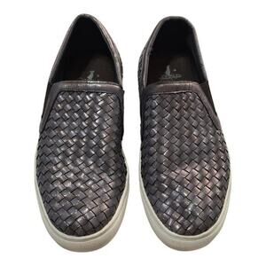 Corkys Bronze Silver‎ 10 Powder Slip On Woven Loafer Comfort Gray Vegan Leather